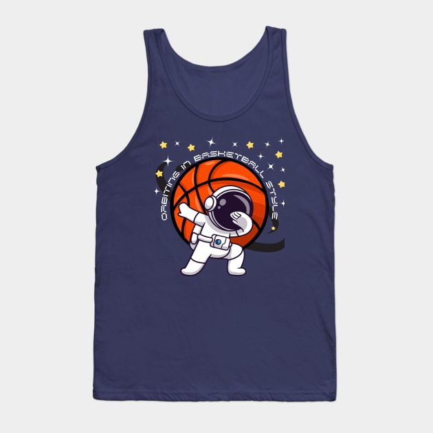 Funny Basketball Dabbing Astronaut Art Design Tank Top by mieeewoArt